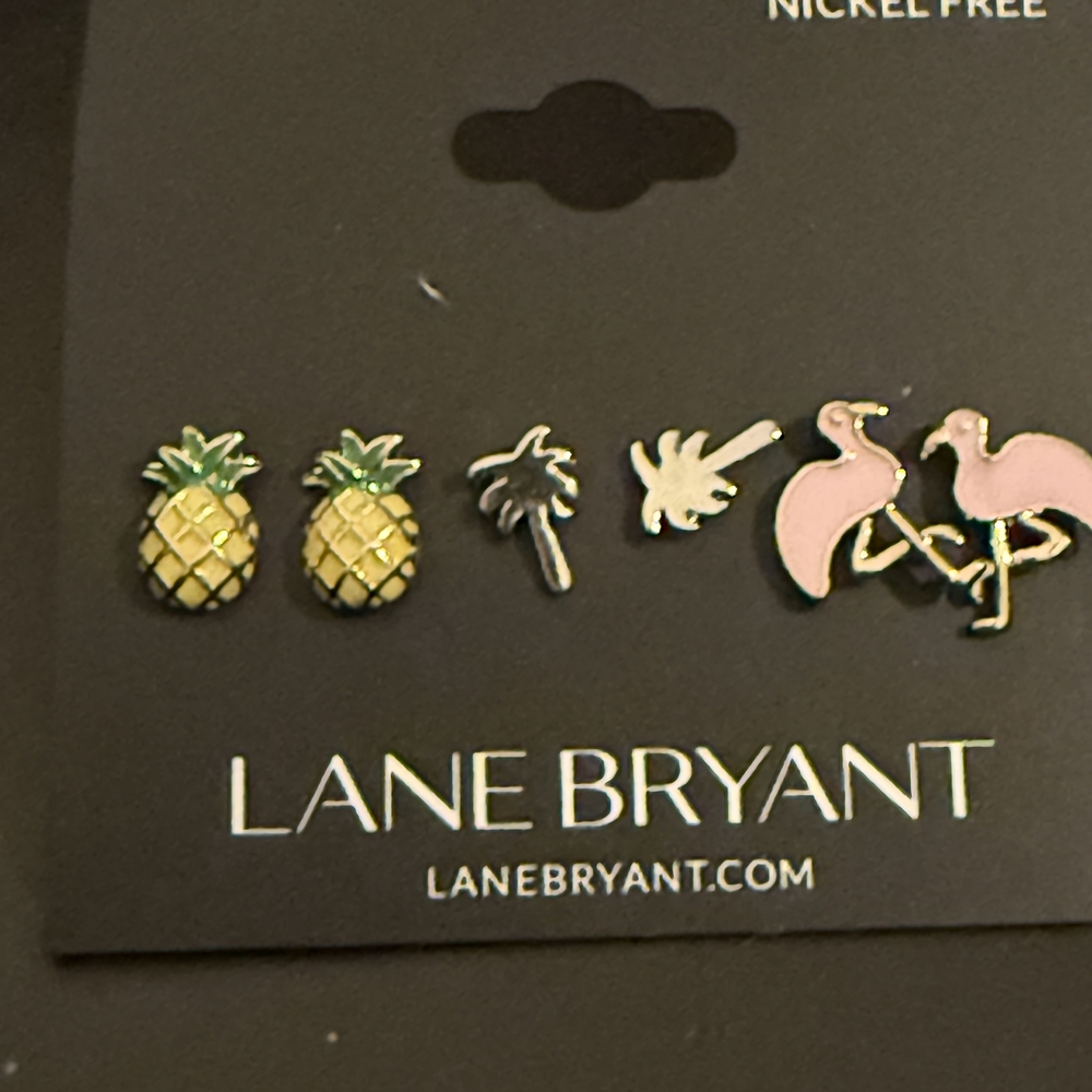 Lane Bryant Pineapple and Flamingo Earring Set